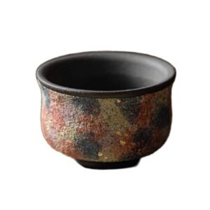 Colorful Rock Mine Ceramic Teacup – Handmade Rustic Gongfu Tea Cup
